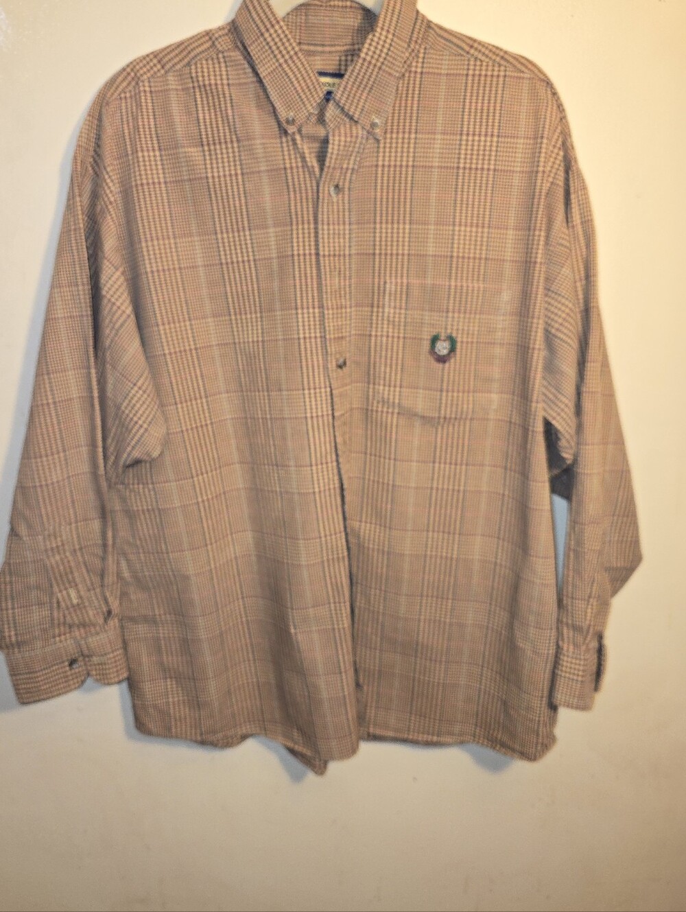 Panhandle Slim XXL Vintage Tan Plaid Button-Down Dress Shirt